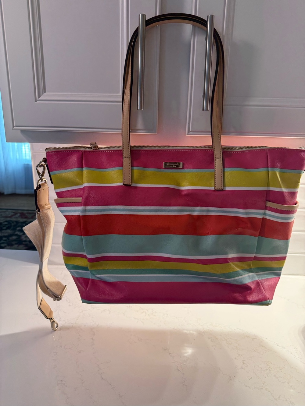 Kate Spade Pink Multi-Stripe Tote Bag